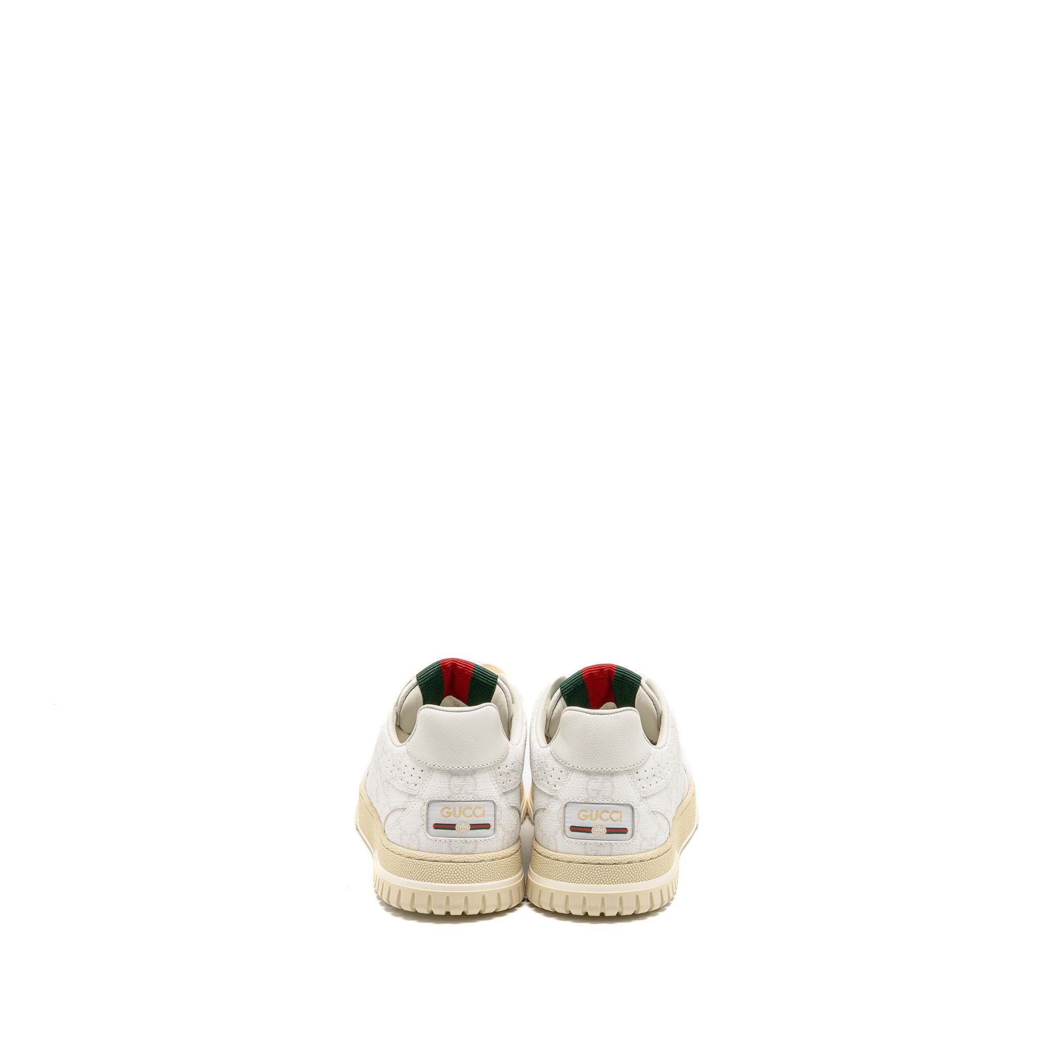 Gucci Size 37.5 Re-Web Trainer GG Supreme Canvas/Leather Beige/White