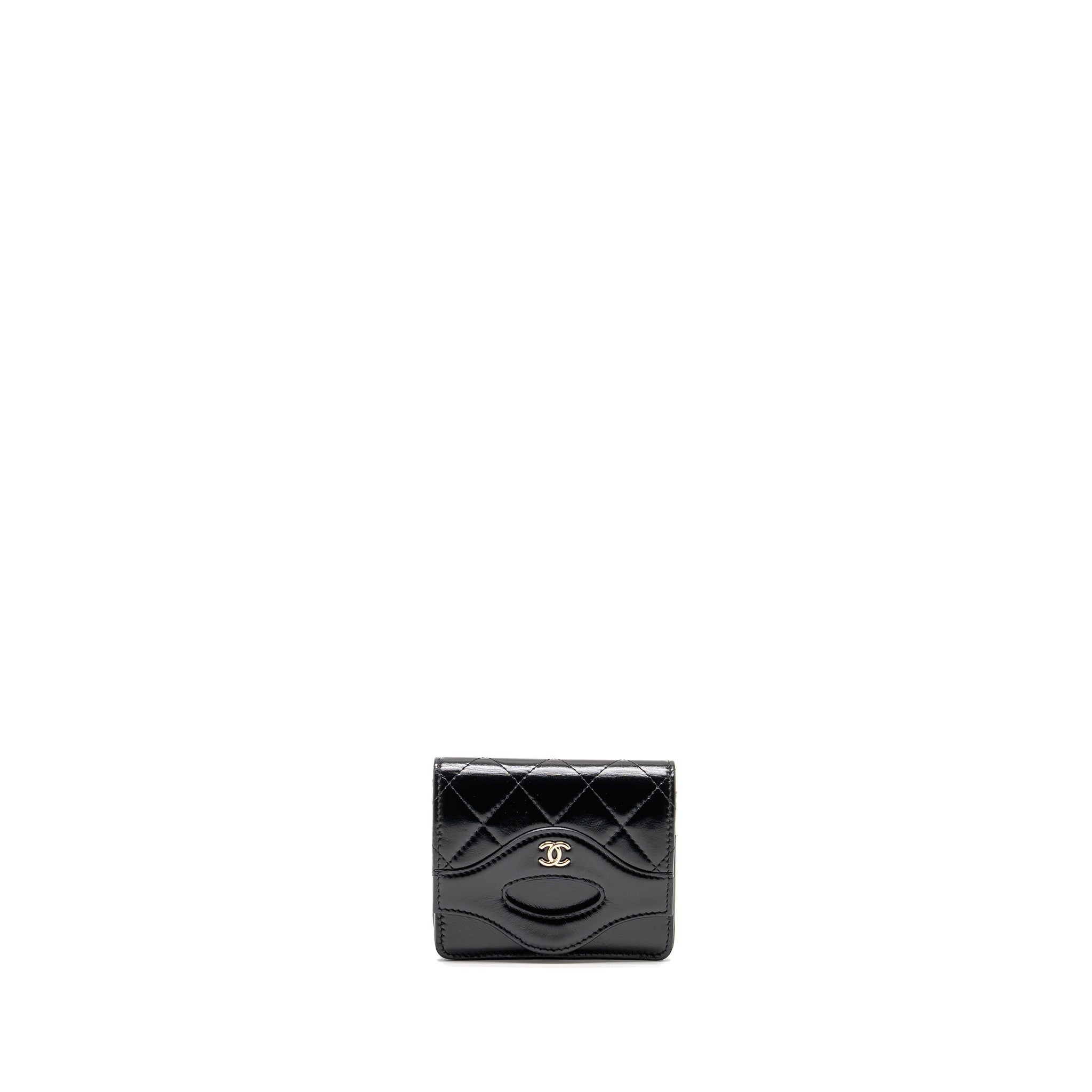 Chanel 31 Flap O-Card Holder Shiny Calfskin Black LGHW (Microchip)