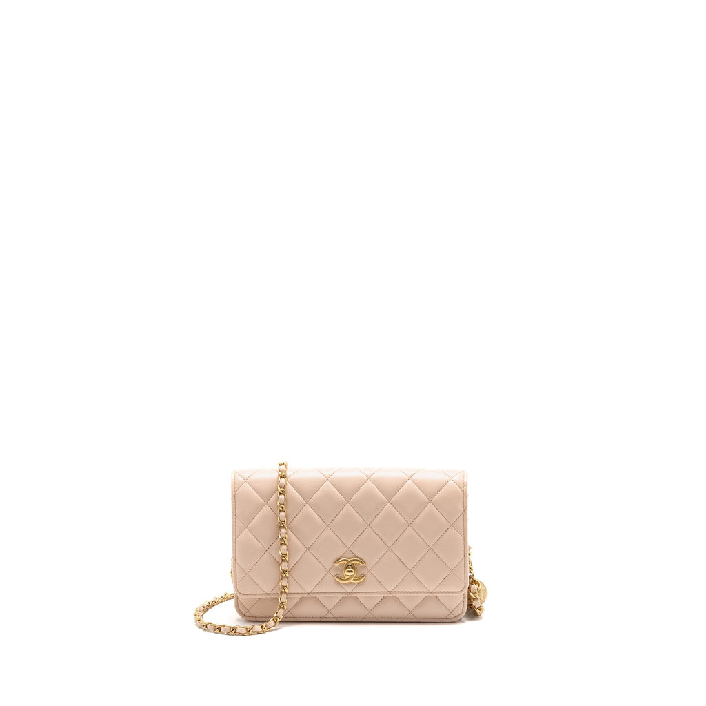 Chanel Pearl Crush Wallet On Chain Lambskin Light Pink GHW (Microchip)