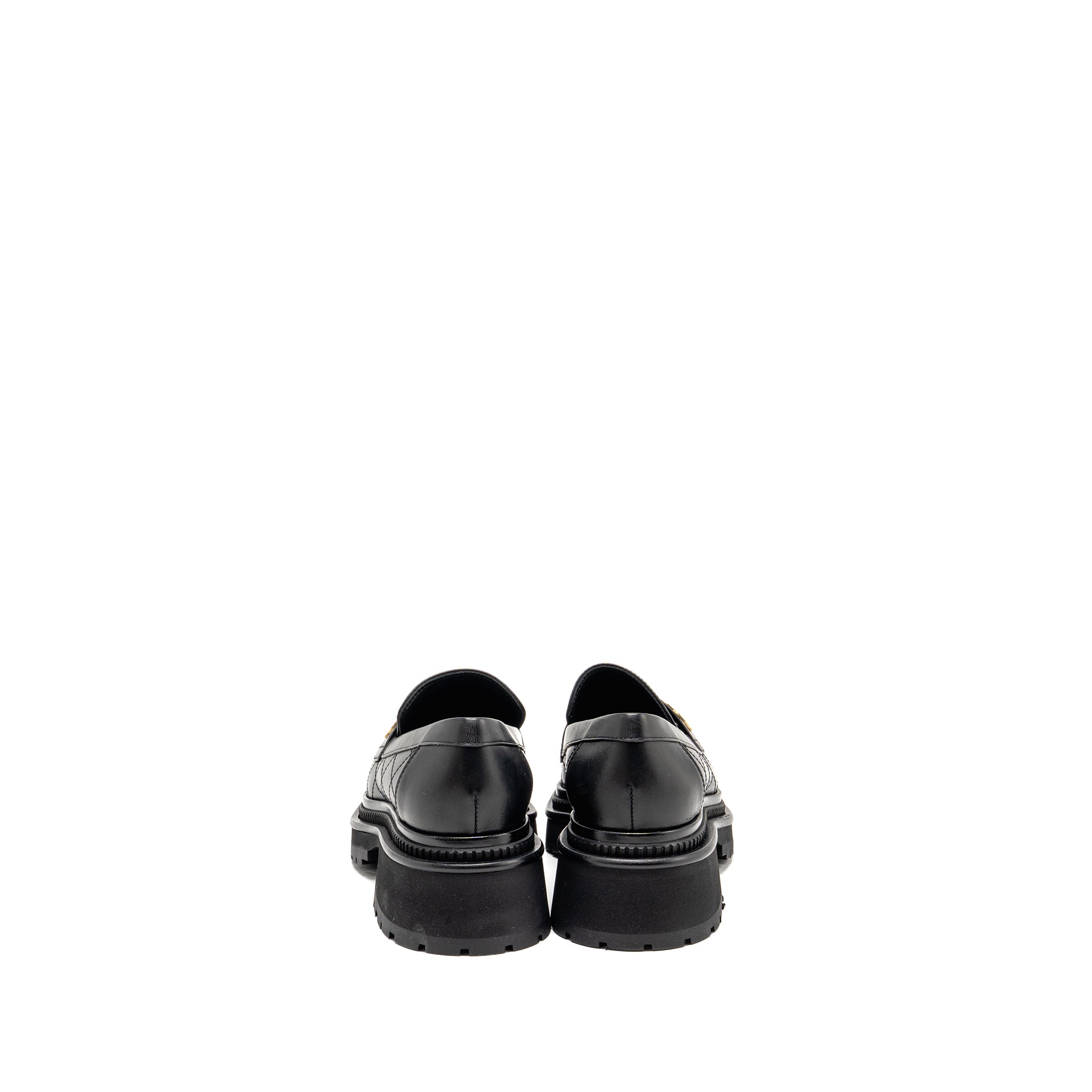 Chanel 23A Size 37 Qulited CC Platform Loafers Black LGHW