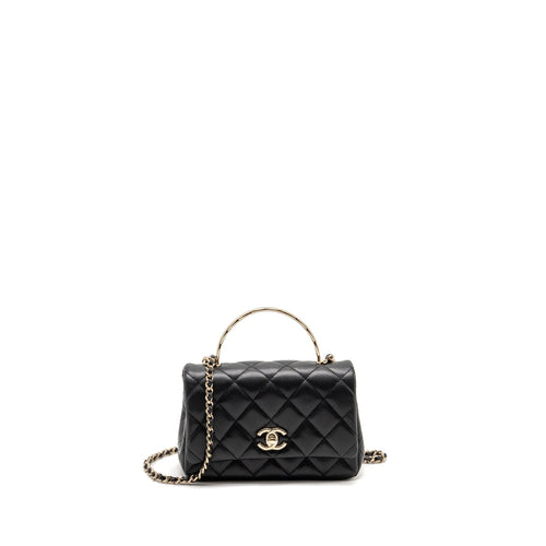 Chanel 25S Mini Coco Crush Handle Bag Caviar Black LGHW (Microchip)