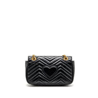 Gucci Medium GG Marmont Shoulder Bag Calfskin Black GHW