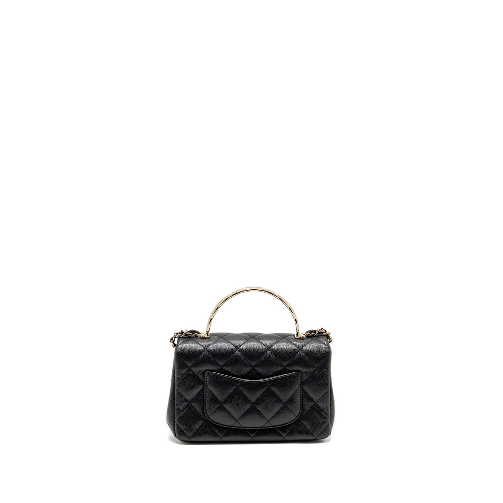 Chanel 25S Mini Coco Crush Handle Bag Caviar Black LGHW (Microchip)