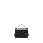 Chanel 25S Mini Coco Crush Handle Bag Caviar Black LGHW (Microchip)