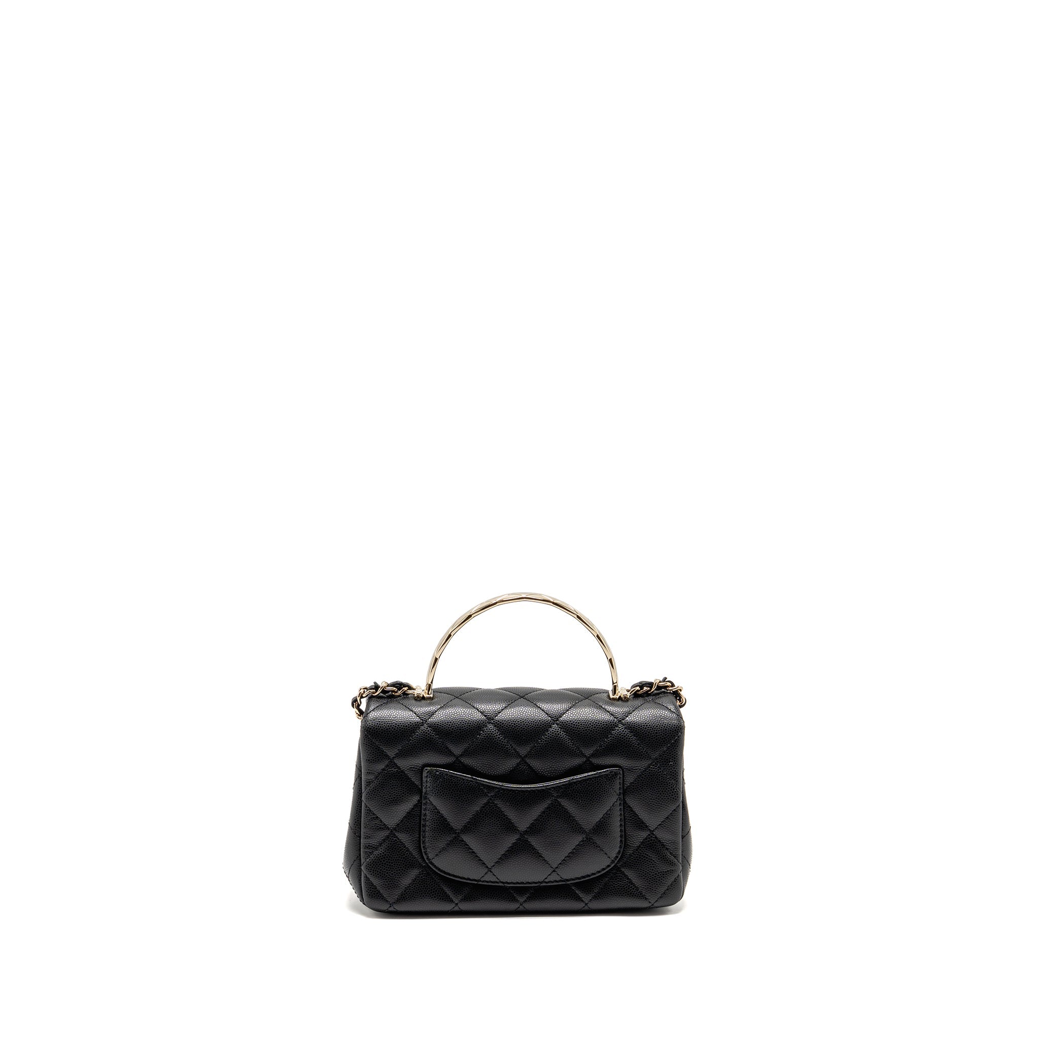 Chanel 25S Mini Coco Crush Handle Bag Caviar Black LGHW (Microchip)