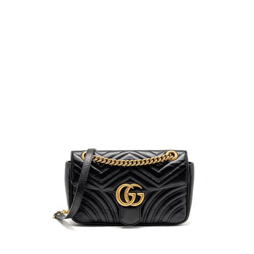 Gucci Medium GG Marmont Shoulder Bag Calfskin Black GHW