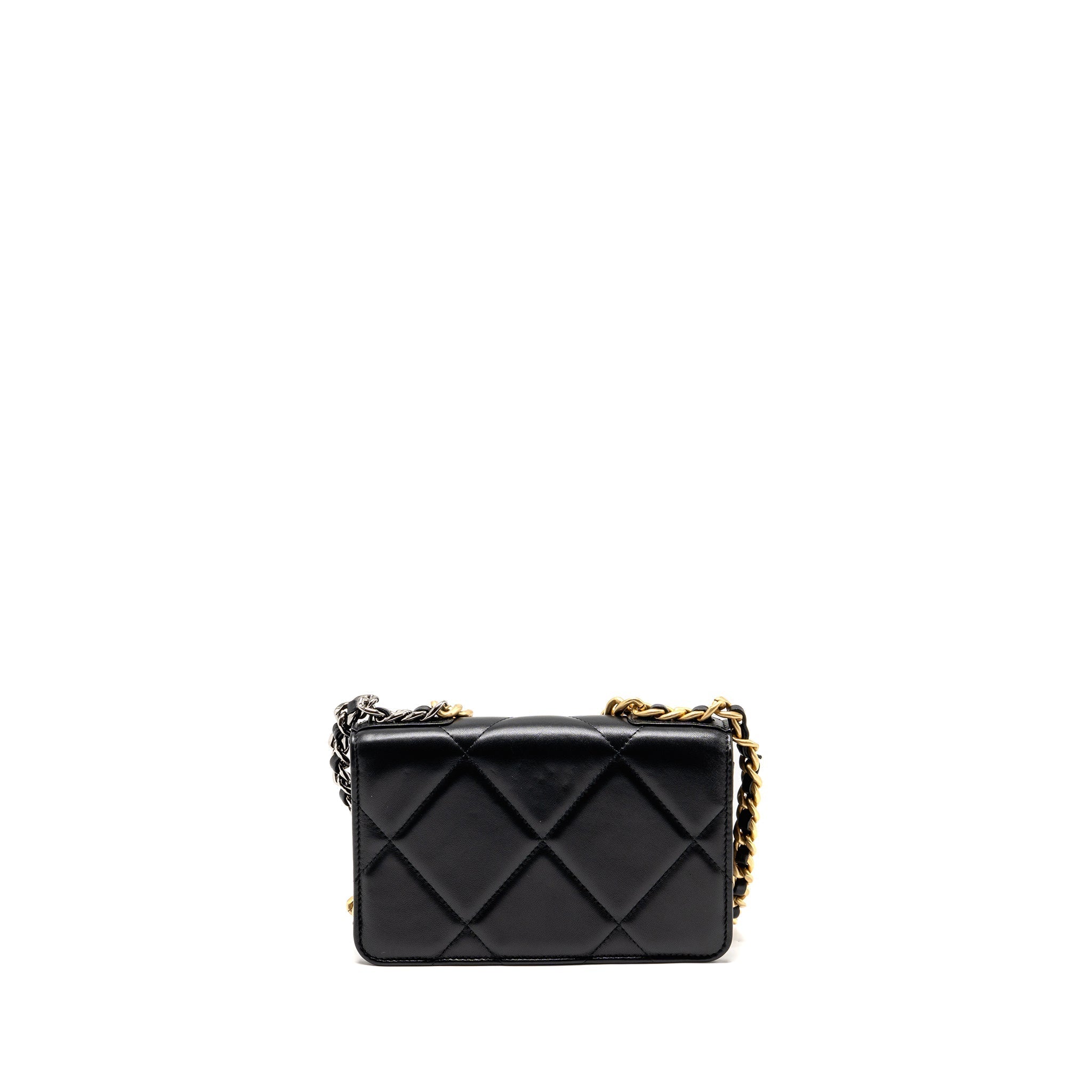 CHANEL 19 Wallet On Chain Lambskin Black Multicolour Hardware
