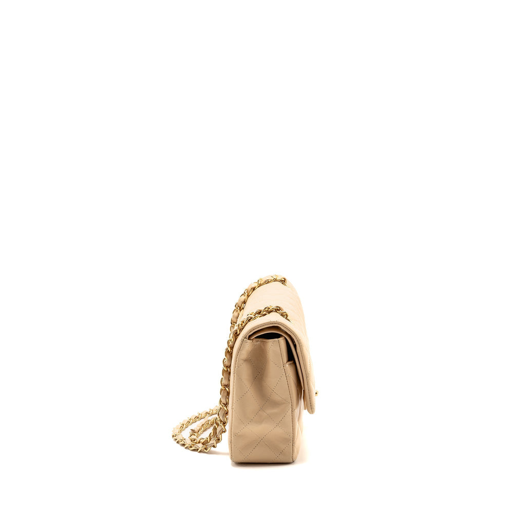 Chanel Medium Double Flap Bag Lambskin Beige GHW