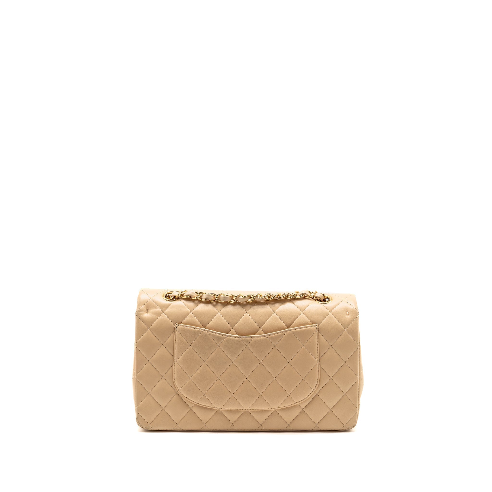 Chanel Medium Double Flap Bag Lambskin Beige GHW