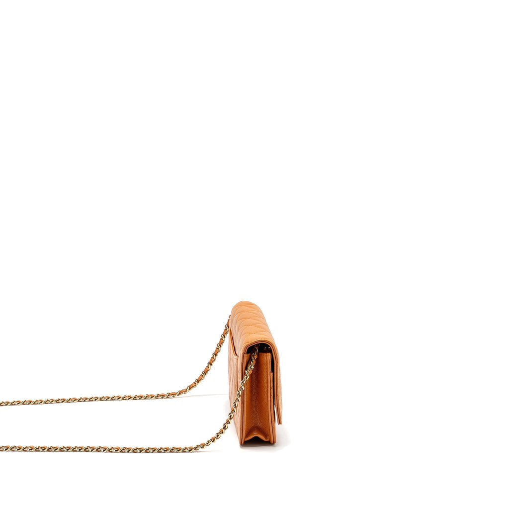 Chanel Classic Wallet on Chain Caviar Caramel GHW (Microchip)