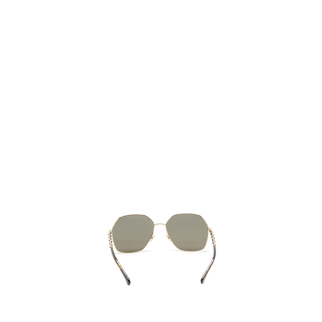 Chanel Sunglasses with Chain Brown Light Gold Tone