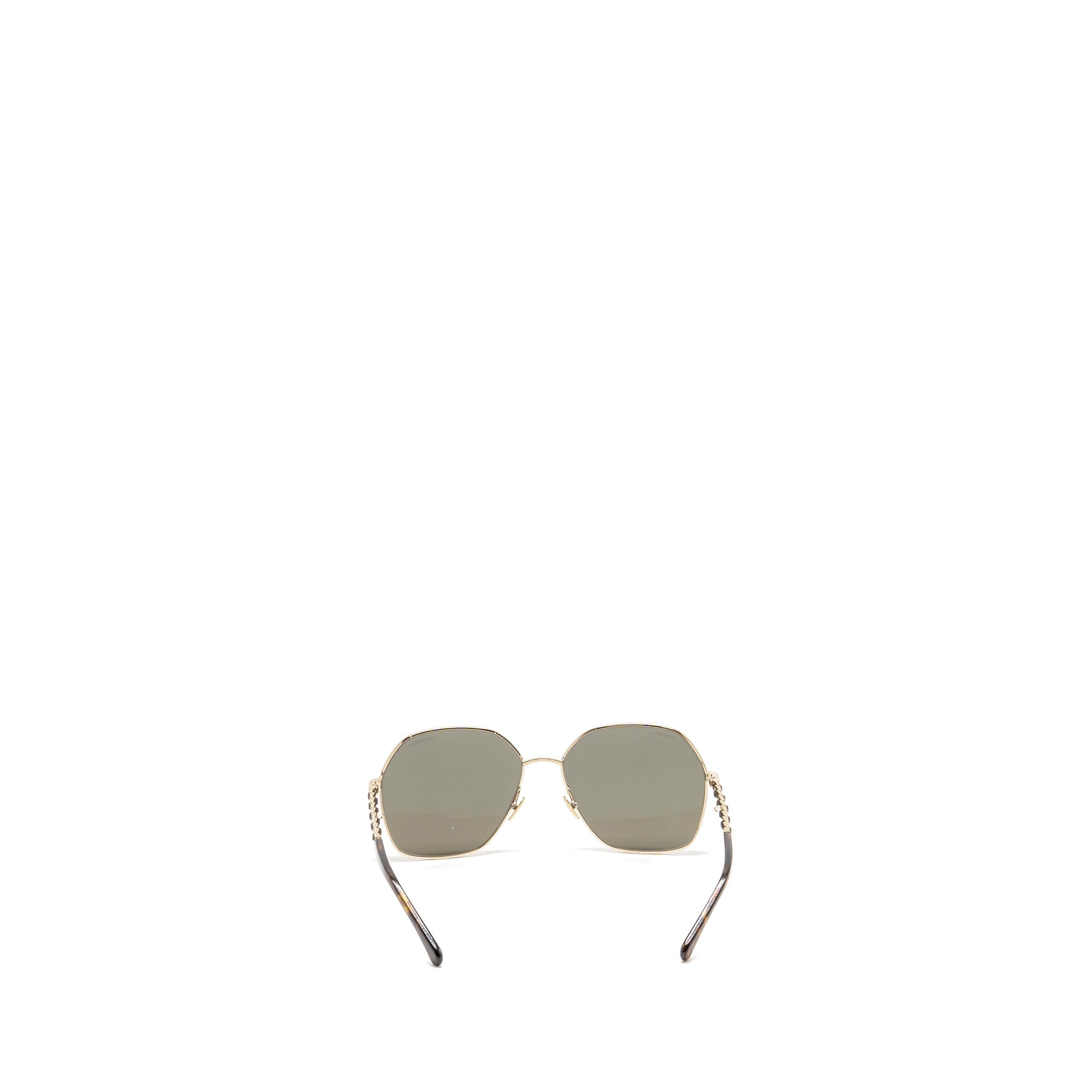 Chanel Sunglasses with Chain Brown Light Gold Tone