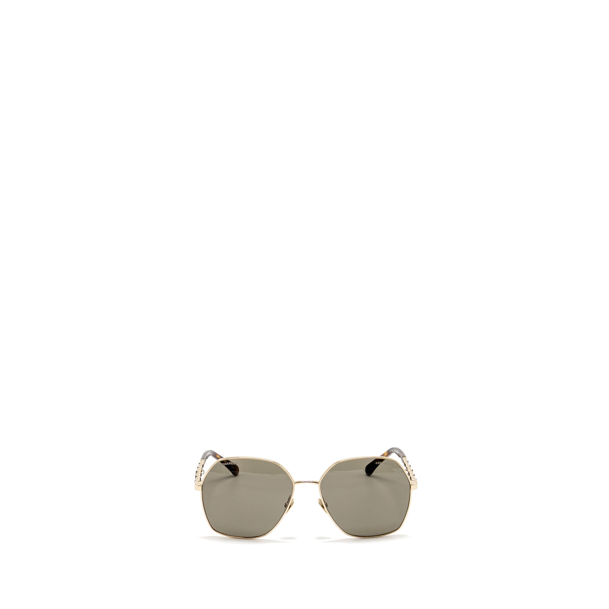 Chanel Sunglasses with Chain Brown Light Gold Tone