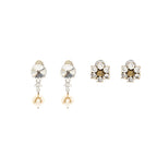 Gucci GG Crystal Gold Tone and Miu Miu Pearl Drop Crystal Silver Tone Clip-on Earrings (Sell in a Set)