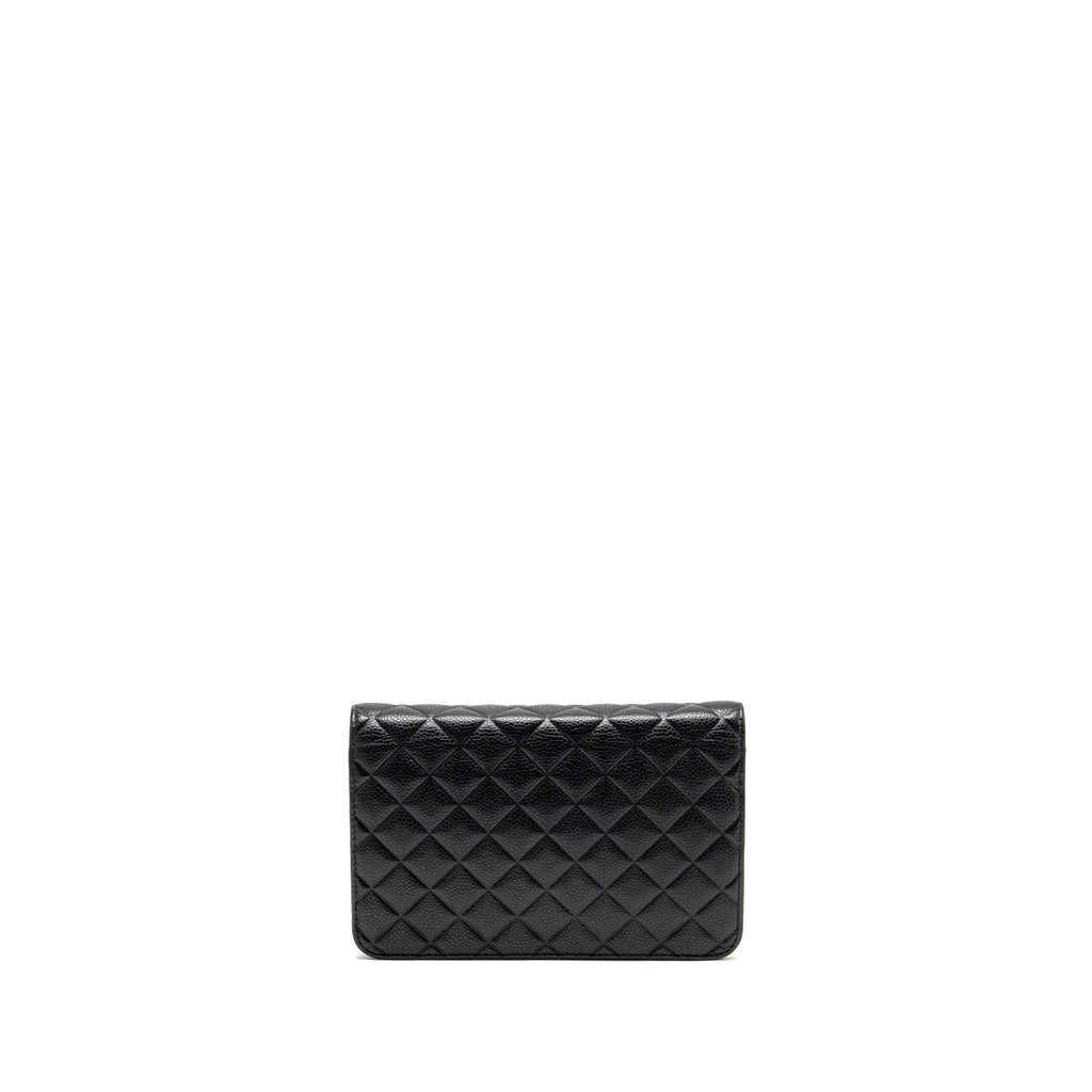 Chanel Quilted Diamond CC Logo Wallet On Chain Caviar Black SHW