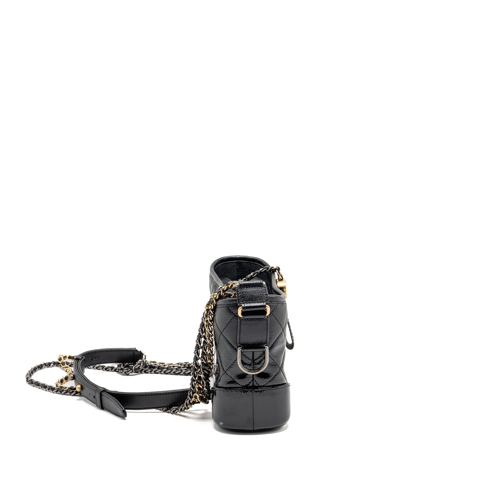 Chanel Small Gabrielle Hobo Bag Goatskin/Patent Black Multicolour Hardware