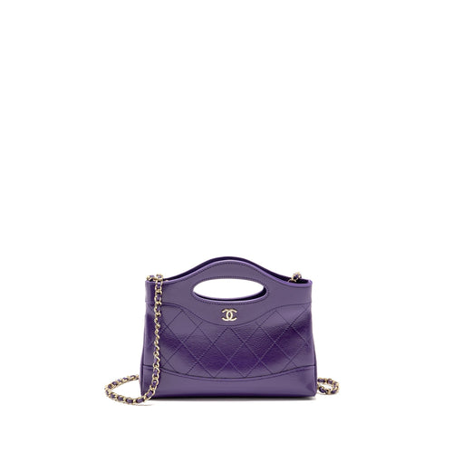 Chanel Mini 31 Clutch With Chain Shiny Calfskin Purple LGHW (Microchip)