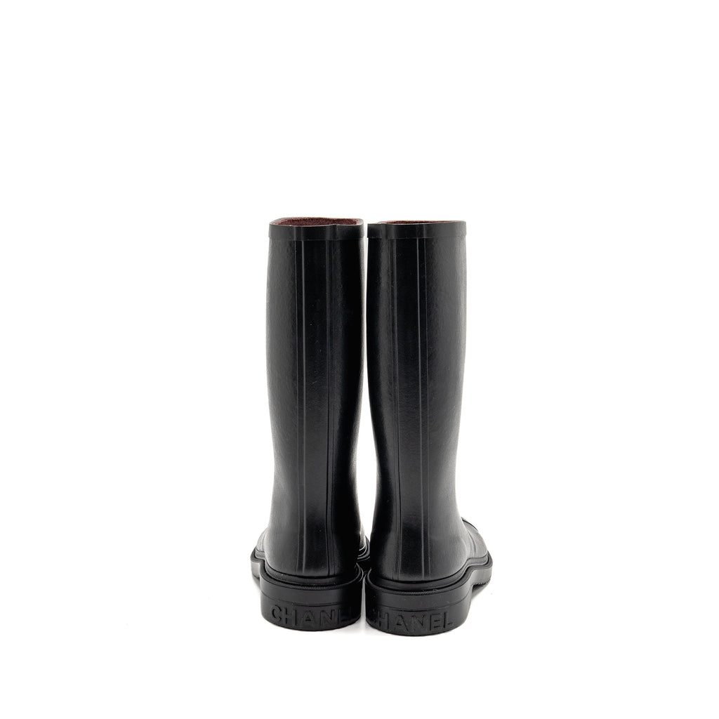 Chanel Size 38 25B High Boots Caoutchouc Black