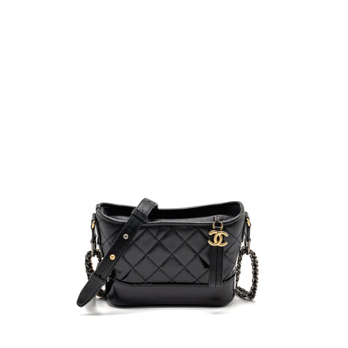 Chanel Small Gabrielle Hobo Bag Goatskin/Patent Black Multicolour Hardware