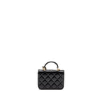 Chanel Top Handle Mini Flap Bag Lambskin Black LGHW