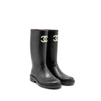 Chanel Size 38 25B High Boots Caoutchouc Black