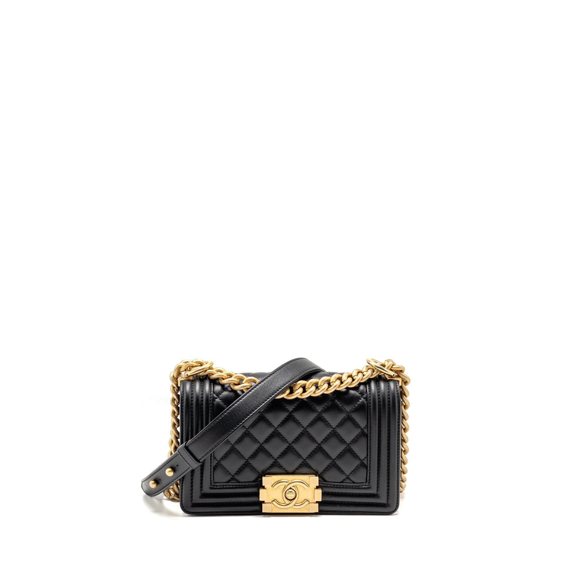 Chanel Small Boy Bag Calfskin Black GHW (microchip)