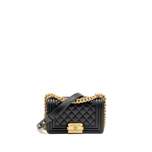 Chanel Small Boy Bag Calfskin Black GHW (microchip)