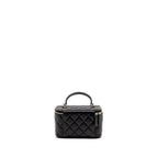 Chanel Top Handle Long Vanity Case Lambskin Black LGHW (Microchip)