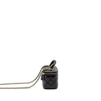 Chanel Top Handle Long Vanity Case Lambskin Black LGHW (Microchip)