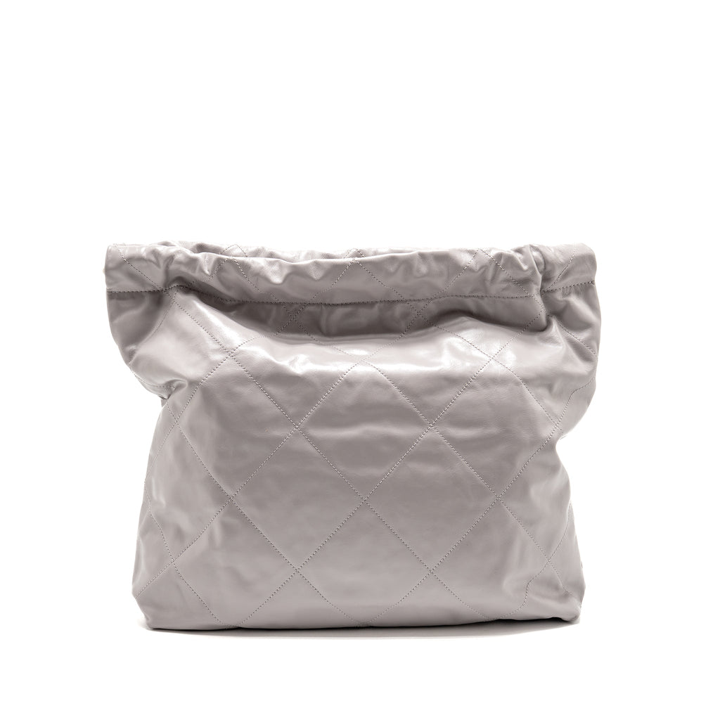 Chanel Medium 22 Bag Shiny Calfskin Grey SHW (microchip)