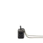 Chanel Top Handle Long Vanity Case Lambskin Black LGHW (Microchip)
