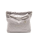 Chanel Medium 22 Bag Shiny Calfskin Grey SHW (microchip)