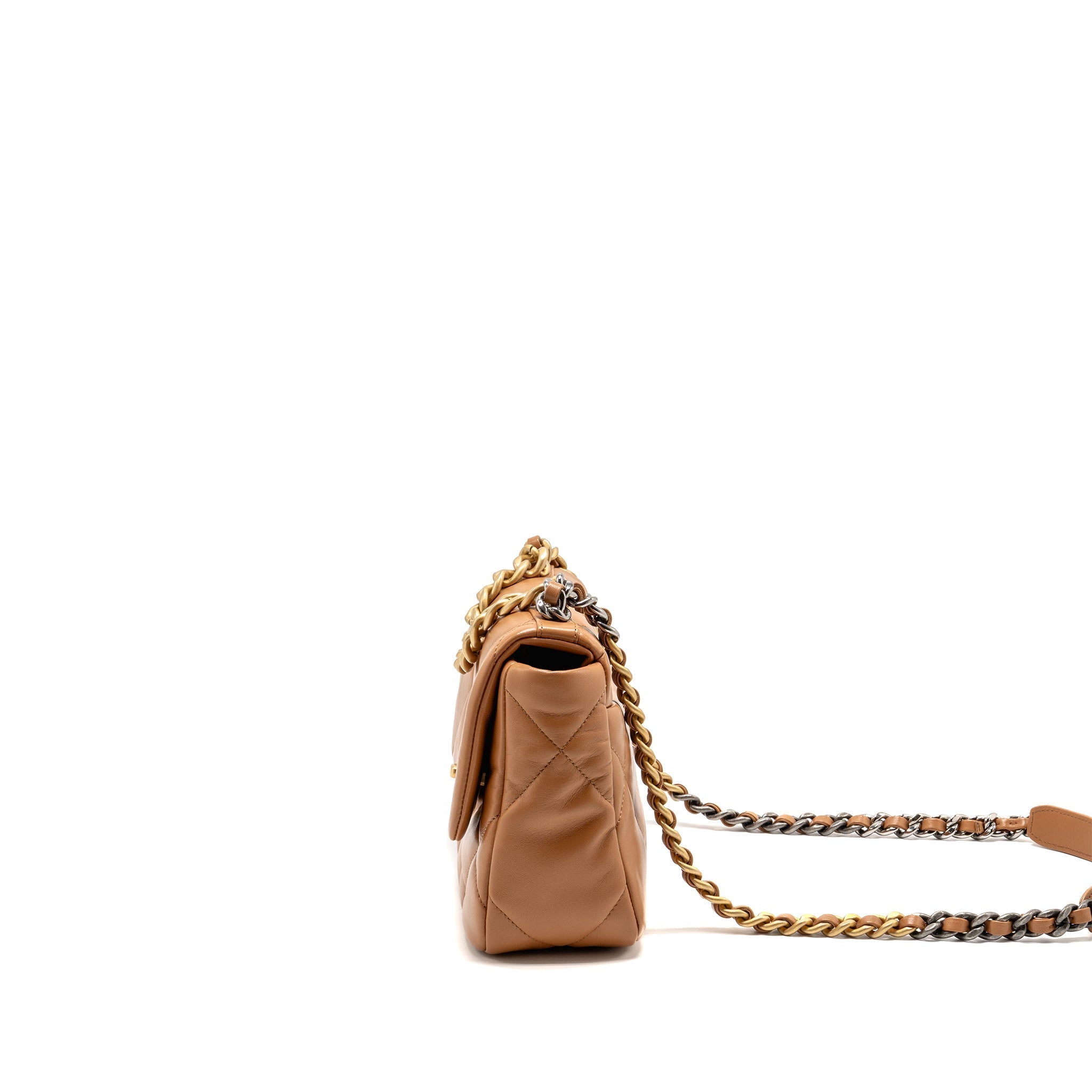 Chanel Small 19 Bag Lambskin Caramel Multicoloured Hardware (Microchip)