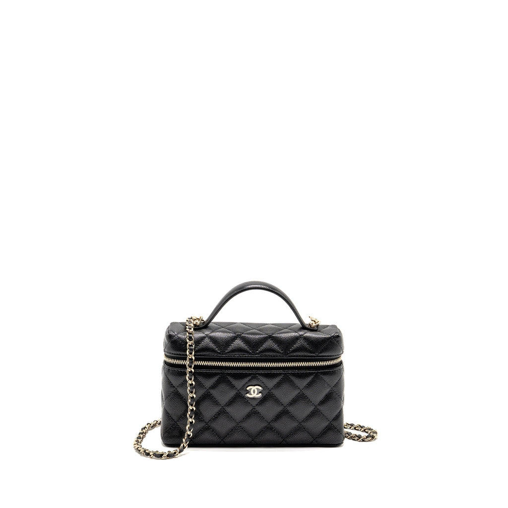 CHANEL 25P CC Top Handle Vanity Bag Caviar Black LGHW (Microchip)