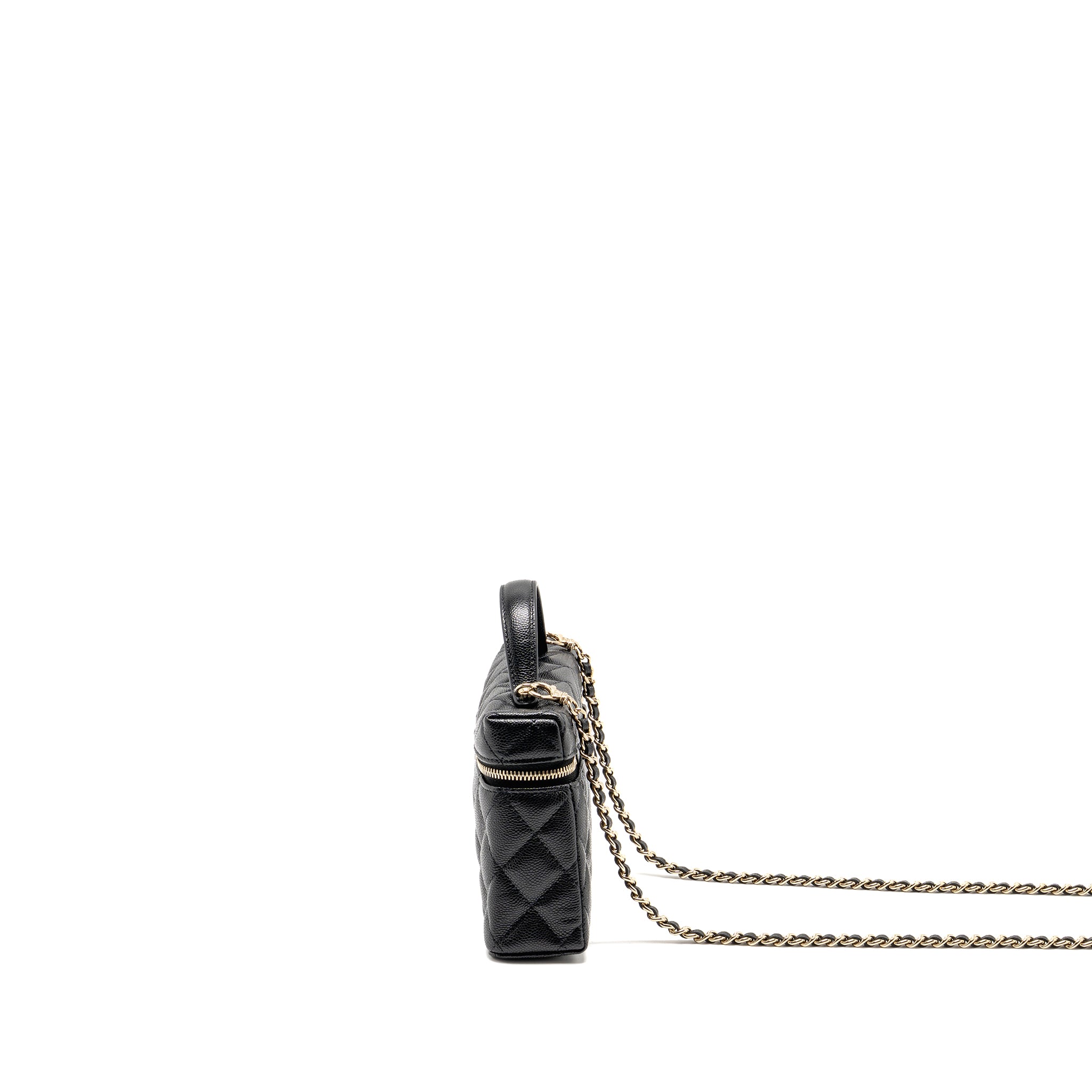 CHANEL 25P CC Top Handle Vanity Bag Caviar Black LGHW (Microchip)