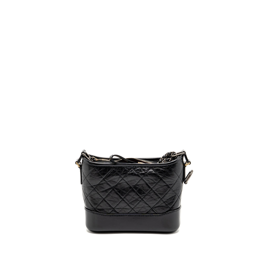 CHANEL Small Gabrielle Hobo Bag Aged Calfskin Black Multicolour Hardware
