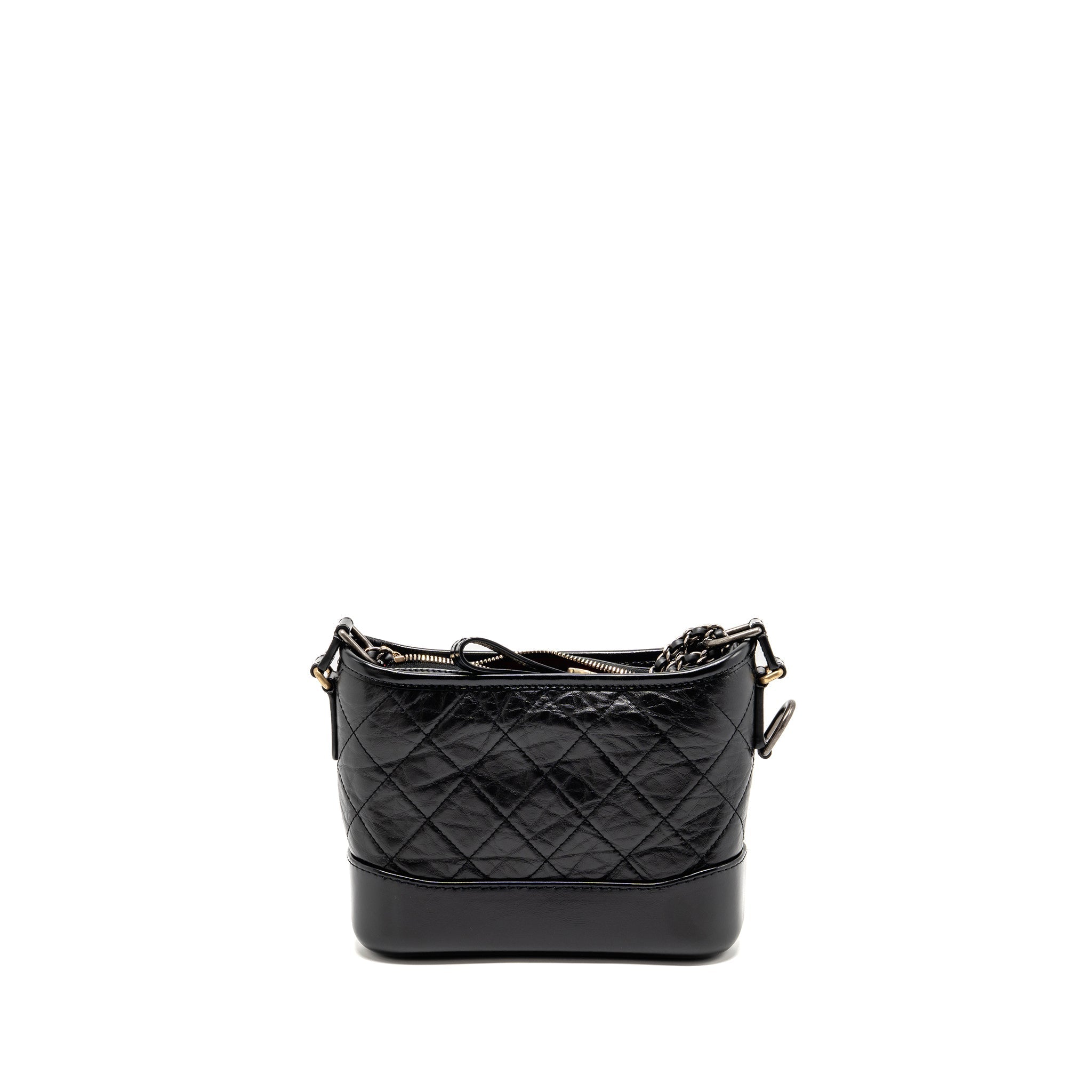 CHANEL Small Gabrielle Hobo Bag Aged Calfskin Black Multicolour Hardware