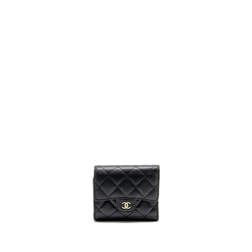 Chanel Compact Wallet Caviar Black LGHW (microchip)