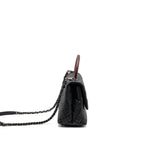 Chanel Medium Coco Handle Caviar/Lizard Handle Black/Burgundy Ruthenium Hardware