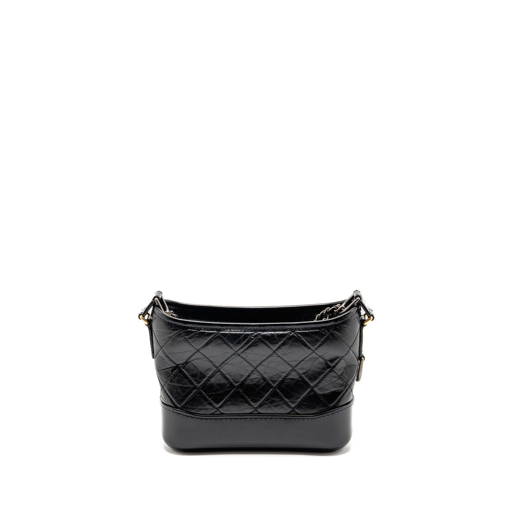 Chanel Small Gabrielle Hobo Bag Aged Calfskin Black Multicolour Hardware