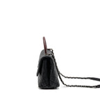 Chanel Medium Coco Handle Caviar/Lizard Handle Black/Burgundy Ruthenium Hardware