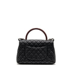 Chanel Medium Coco Handle Caviar/Lizard Handle Black/Burgundy Ruthenium Hardware