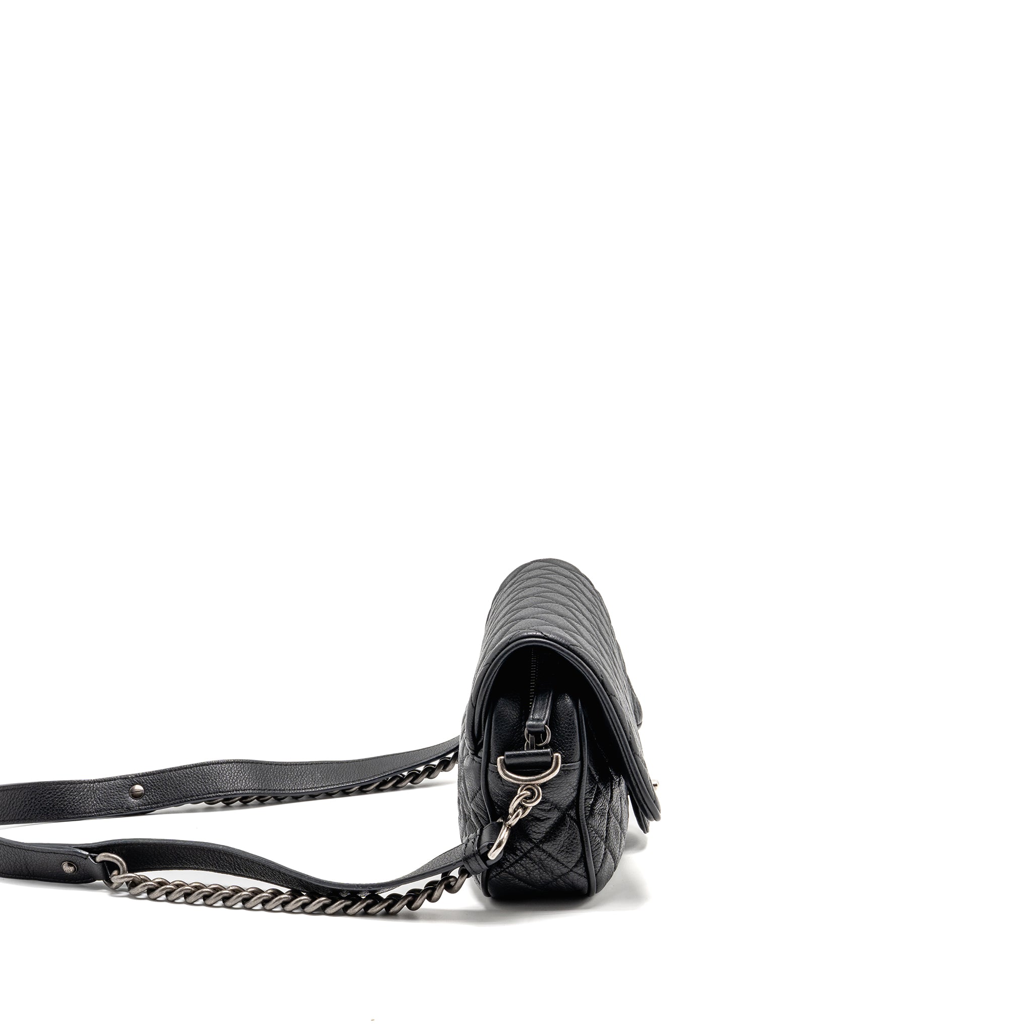 Chanel Medium Casual Rock Flap Bag Grained Calfskin Black Ruthenium Hardware