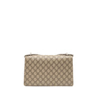 GUCCI Small Dionysus Shoulder Bag GG Supreme Canvas/ Suede Brown SHW