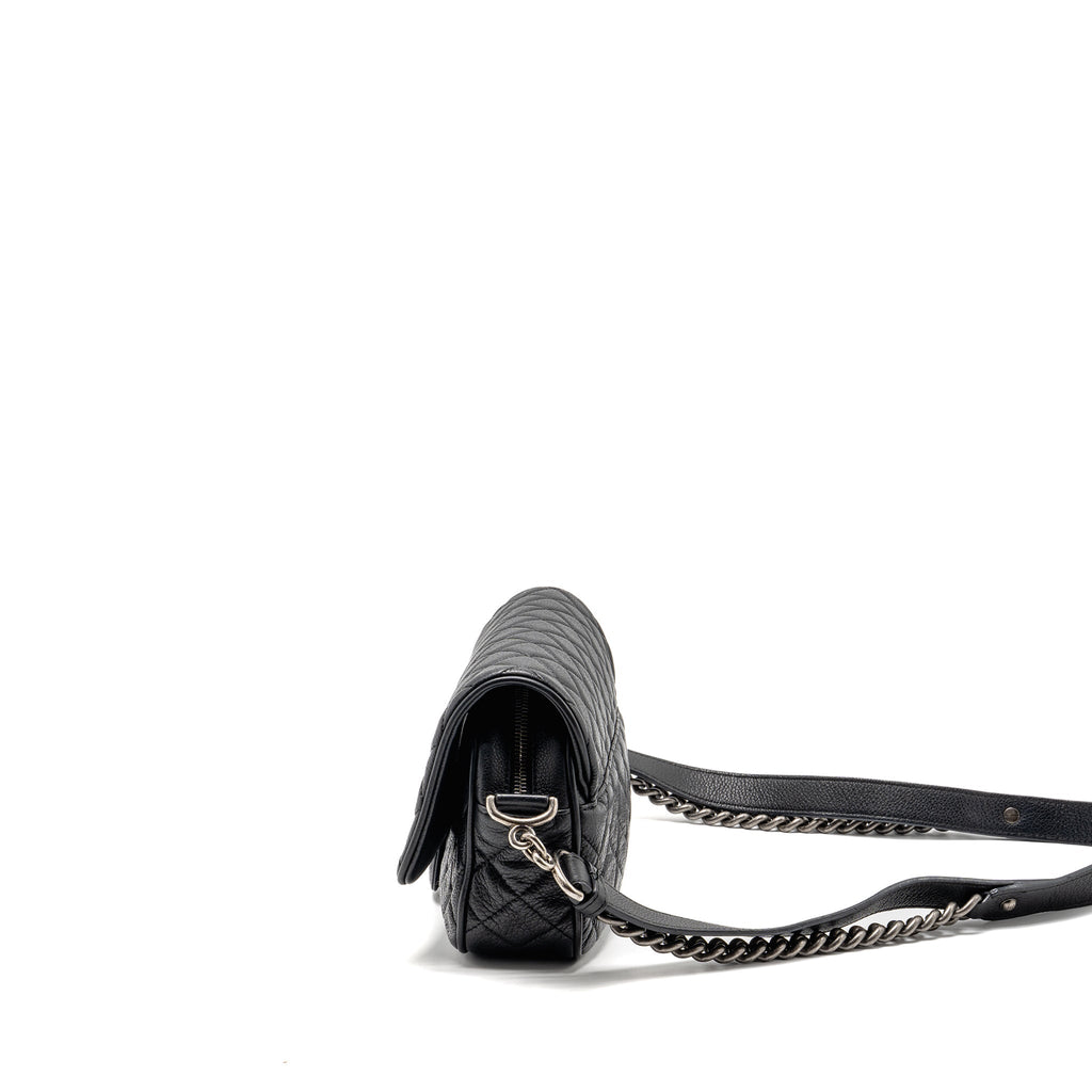 Chanel Medium Casual Rock Flap Bag Grained Calfskin Black Ruthenium Hardware