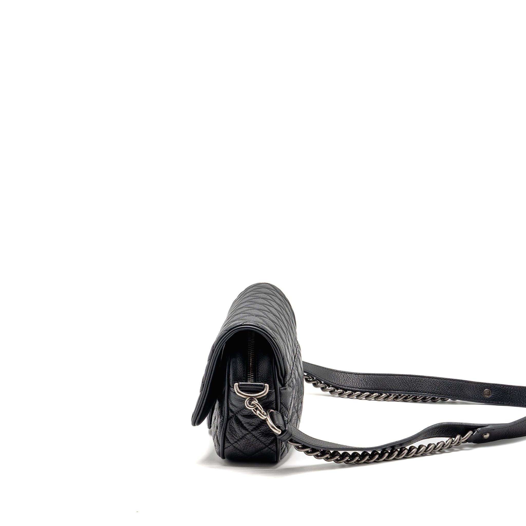 Chanel Medium Casual Rock Flap Bag Grained Calfskin Black Ruthenium Hardware