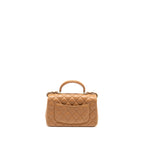 Chanel Top Handle Mini Rectangular Flap Bag Lambskin Caramel LGHW(microchip)