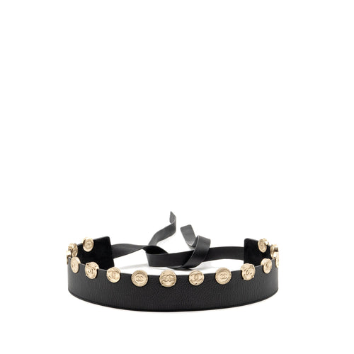 Chanel 22p Round Metal CC Logo Belt Lambskin Black GHW