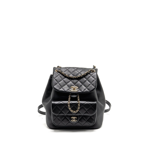 Chanel Large Duma Backpack Calfskin Black LGHW (Microchip)