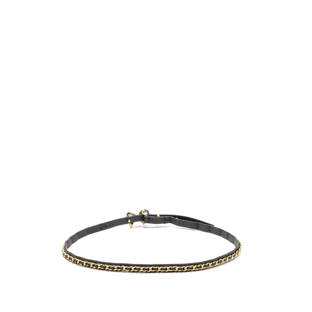 Chanel Size 75 Chain Belt with Bow Leather Black GHW